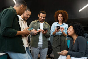 Authentic small and youthful social media agency busy with social listening for their brand